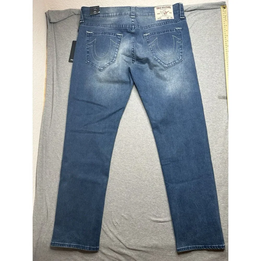True Religion Mens‎ size 36x32 Geno SN Flap Slim Relaxed jeans Blue Denim Pants